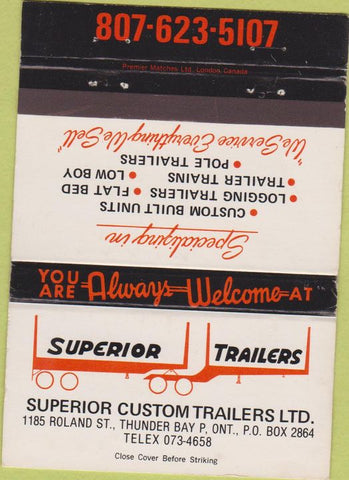 Matchbook Cover - Superior Trailers Thunder Bay ON 40 Strike