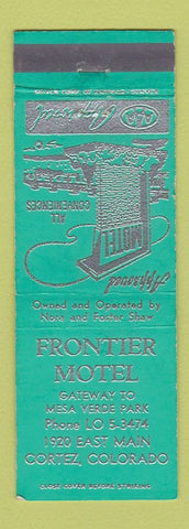 Matchbook Cover - Frontier Motel Cortez Colorado