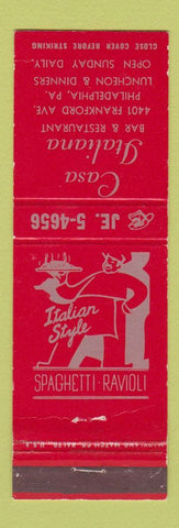 Matchbook Cover - Casa Italiana Italian Restaurant Philadelphia PA