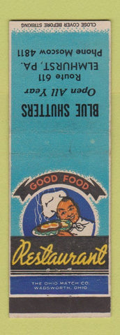 Matchbook Cover - Blue Shutters Restaurant Elmhurst PA