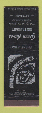 Matchbook Cover - Green Acres Restaurant Cataraqui ON