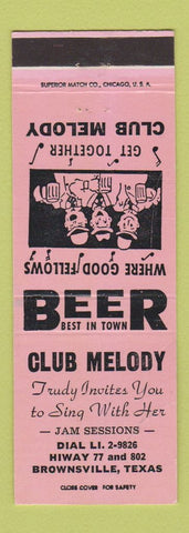 Matchbook Cover - Club Melody Brownsville TX