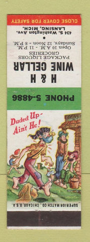 Matchbook Cover - H&H Wine Cellar Lansing MI hillbilly