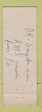 Matchbook Cover - OK Snyder Insurance Mount Joy PA