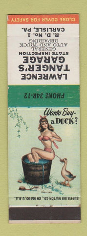 Matchbook Cover - Lawrence Tanger's Garage Carlisle PA pinup