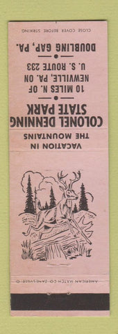 Matchbook Cover - Colonel Denning State Park Doubling Gap PA
