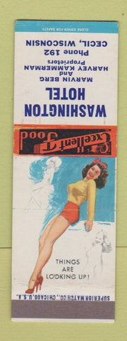 Matchbook Cover - Washington Hotel Cecil WI low phone # pinup