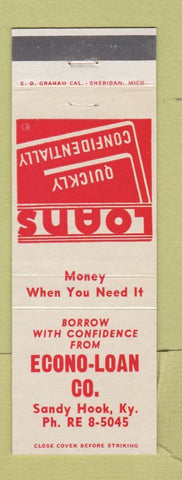 Matchbook Cover - Econo Loan Sandy Hook KY