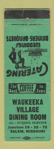 Matchbook Cover - Waukeeka Village Restaurant Salem MO WORN