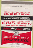 Matchbook Cover - August Feine Sons Steel Buffalo NY 40 Strike