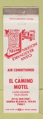 Matchbook Cover - El Camino Motel Sierra Blanca TX WEAR