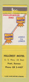 Matchbook Cover - Hillcrest Motel Pratt KS Best Western