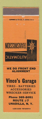 Matchbook Cover - Vince's Garage Unadilla NY