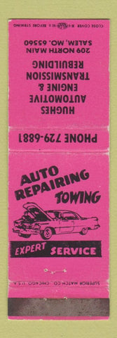 Matchbook Cover - Hughes Auto Engine Service Salem MO WEAR
