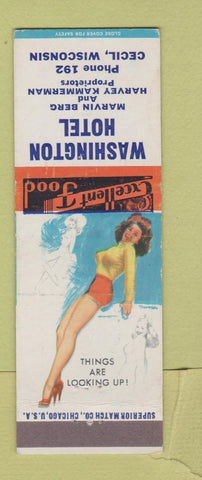 Matchbook Cover - Washington Hotel Cecil WI low phone # pinup