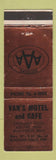 Matchbook Cover - Van's Motel Cafe Klamath Falls OR