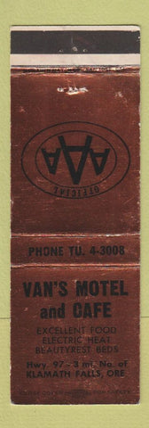 Matchbook Cover - Van's Motel Cafe Klamath Falls OR