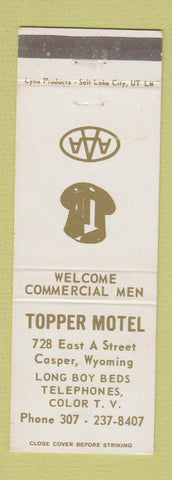 Matchbook Cover - Topper Motel Casper WY WHITE
