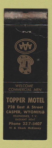 Matchbook Cover - Topper Motel Casper WY BLACK WORN