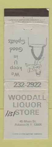 Matchbook Cover - Woodall Liquor Store Adams NY WORN