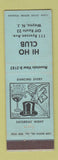 Matchbook Cover - Hi Ho Club Wayne NJ