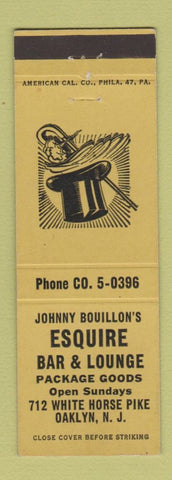 Matchbook Cover - Johnny Bouillon's Esquire Bar Oaklyn NJ