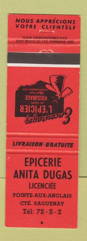 Matchbook Cover - Epicerie Anita Dugas Saguenay QC