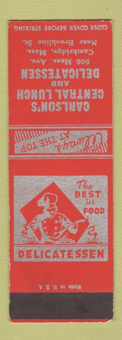 Matchbook Cover - Carlson's Central Lunch Deli Cambridge MA