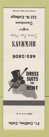 Matchbook Cover - Hickman's Men's Clothes Fort Collins Colorado