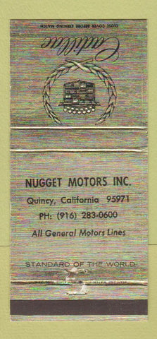 Matchbook Cover - Nugget Cadillac Quincy CA WEAR 30 Strike