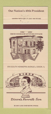 Matchbook Cover - Dixon National Bank IL Ronald Reagan 30 Strike