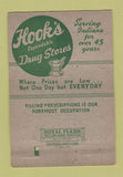 Matchbook Cover - Hook's Drug Stores Indianapolis IN  40 Strike