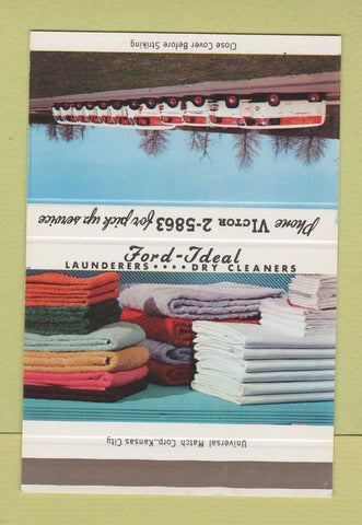 Matchbook Cover - Ford Ideal Laundry Kansas City MO 40 Strike SAMPLE