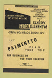 Matchbook Cover - Palmentto Travel Parris Island Beaufort SC 40 Strike SAMPLE