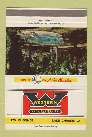 Matchbook Cover - Western Construction Lake Charles LA 40 Strike SAMPLE