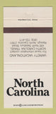 Matchbook Cover - North Carolina Tourism Raleigh NC 30 Strike