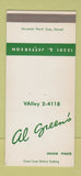 Matchbook Cover - Al Green's Grosse Pointe MI WEAR 30 Strike SAMPLE