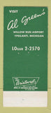 Matchbook Cover - Al Green's Grosse Pointe MI WEAR 30 Strike SAMPLE