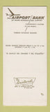 Matchbook Cover - Airport Bank Miami FL 30 Strike SAMPLE