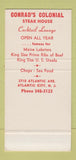 Matchbook Cover Conrad's Colonial Steak House Atlantic City NJ 30 Strike SAMPLE