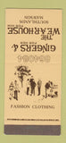 Matchbook Cover - Gingers Clothes Southlands Mawson Australia 30 Strike SAMPLE