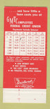 Matchbook Cover - GMTC Credit Union Pontiac MI GMC 30 Strike SAMPLE