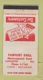 Matchbook Cover - Fairport Grill Lancaster NB 30 Strike