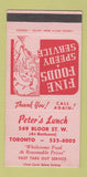 Matchbook Cover - Peter's Lunch Toronto ON 30 Strike