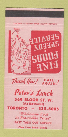 Matchbook Cover - Peter's Lunch Toronto ON 30 Strike
