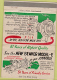 Matchbook Cover - Beaver Model E Pipe Machine Warren OH 40 Strike