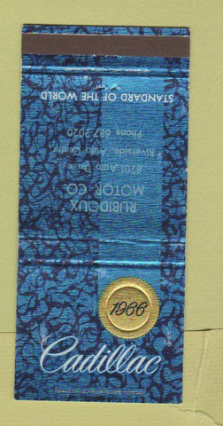 Matchbook Cover - 1966 Cadillac Rubidoux Riverside  30 Strike