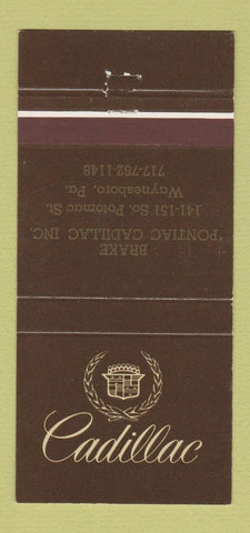 Matchbook Cover - Brake Pontiac Cadillac Waynesboro PA 30 Strike