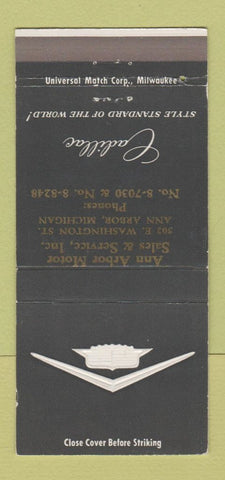 Matchbook Cover - Ann Arbor Cadillac MI 30 Strike