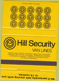 Matchbook Cover - Hill Security Van Lines Canada WORN 40 Strike